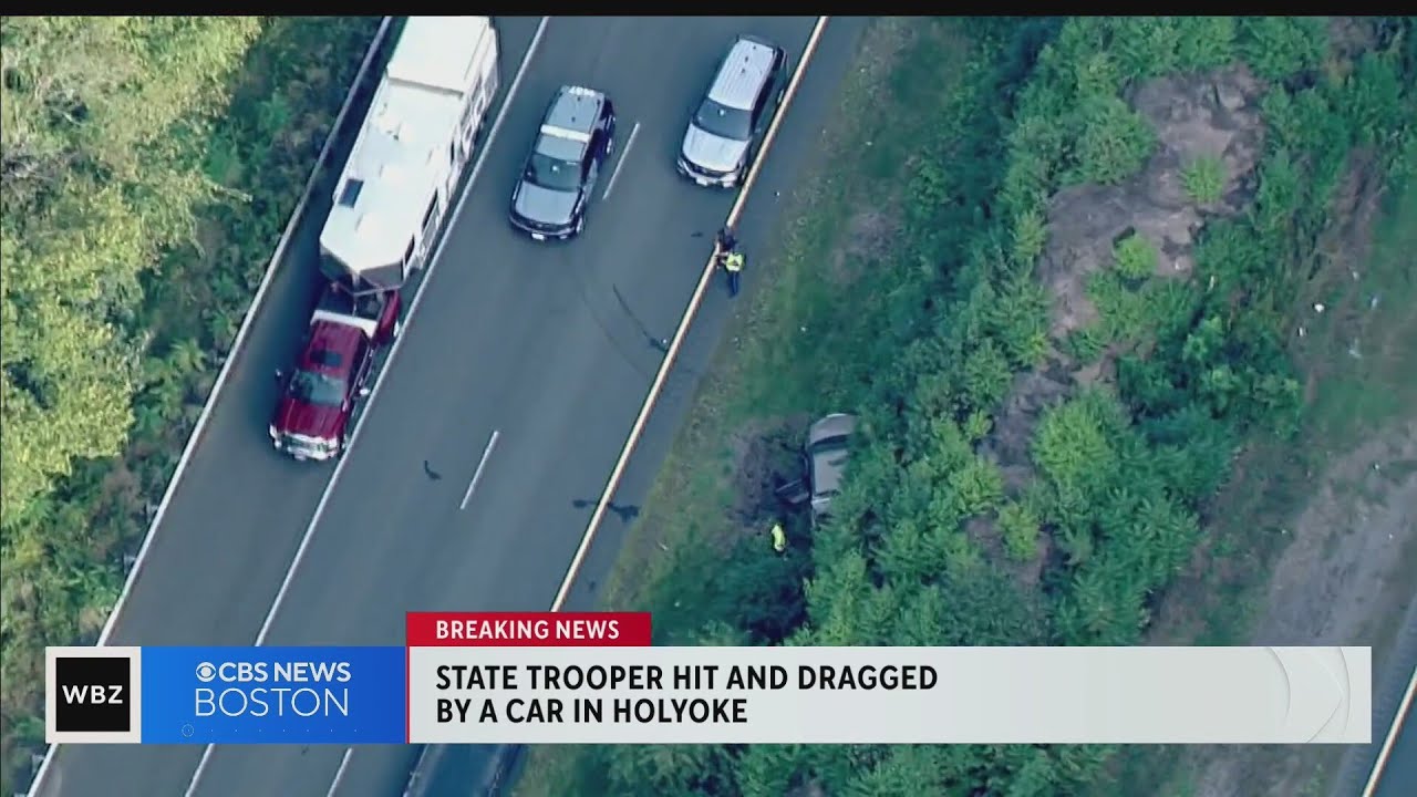 State trooper taken to hospital after getting hit and dragged by car in Holyoke