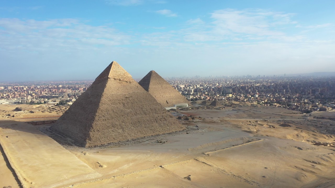 The Three Pyramids Giza in Egypt by drone dji MAvic pro تصوير جوي بالجيزة الاهرامات