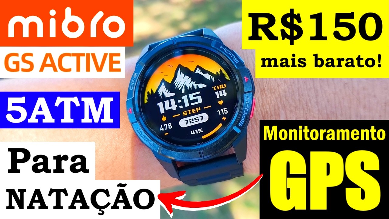 TÁ MUITO BARATO! REVIEW MIBRO GS ACTIVE COM TESTE DE GPS! 5ATM À PROVA D'ÁGUA E GPS PARA NATAÇÃO!
