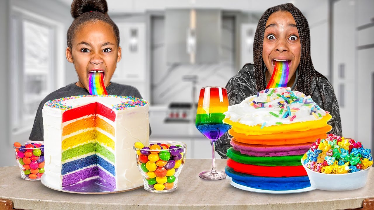 Cali Tries Rainbow Candy with Kiki 🌈