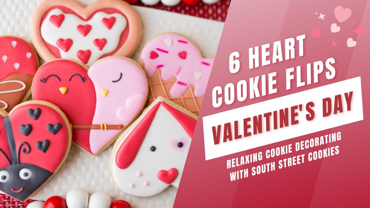 6 Valentine’s Day Heart Cookie Flip Ideas #cookiedecorating #royalicing #valentinesday