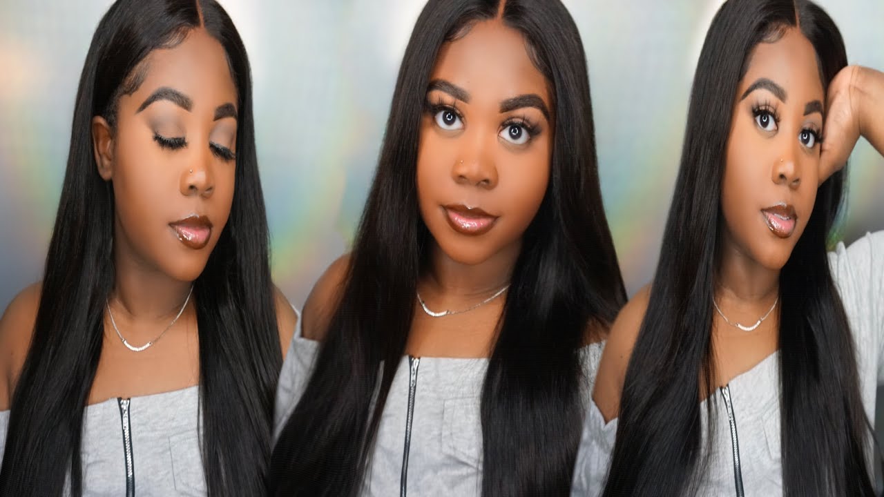 4x4 Closure Wig Straight | How to Install Wig Without Glue + no bleach knots method Ft REDDMOON Hair