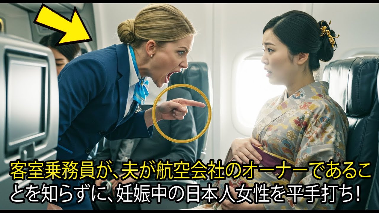 客室乗務員が、夫が航空会社のオーナーであることを知らずに、妊娠中の日本人女性を平手打ち！