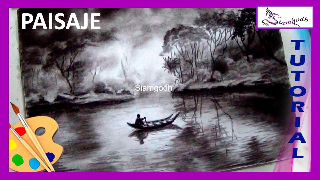 COMO DIBUJAR con CARBONCILLOS 🎨 un Paisaje