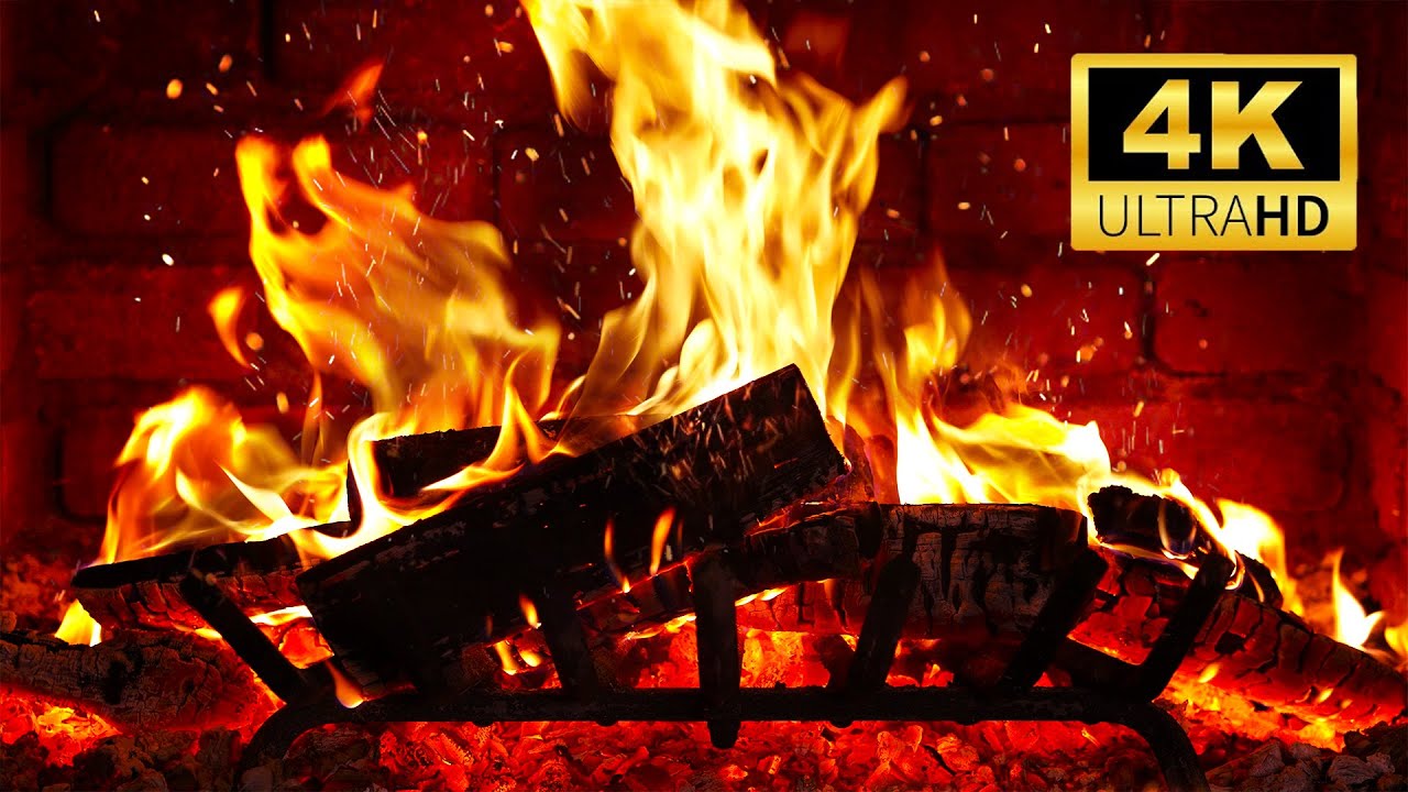 🔥 12-Hour Real Fireplace 4K — Crackling Logs & Cozy Winter Ambience