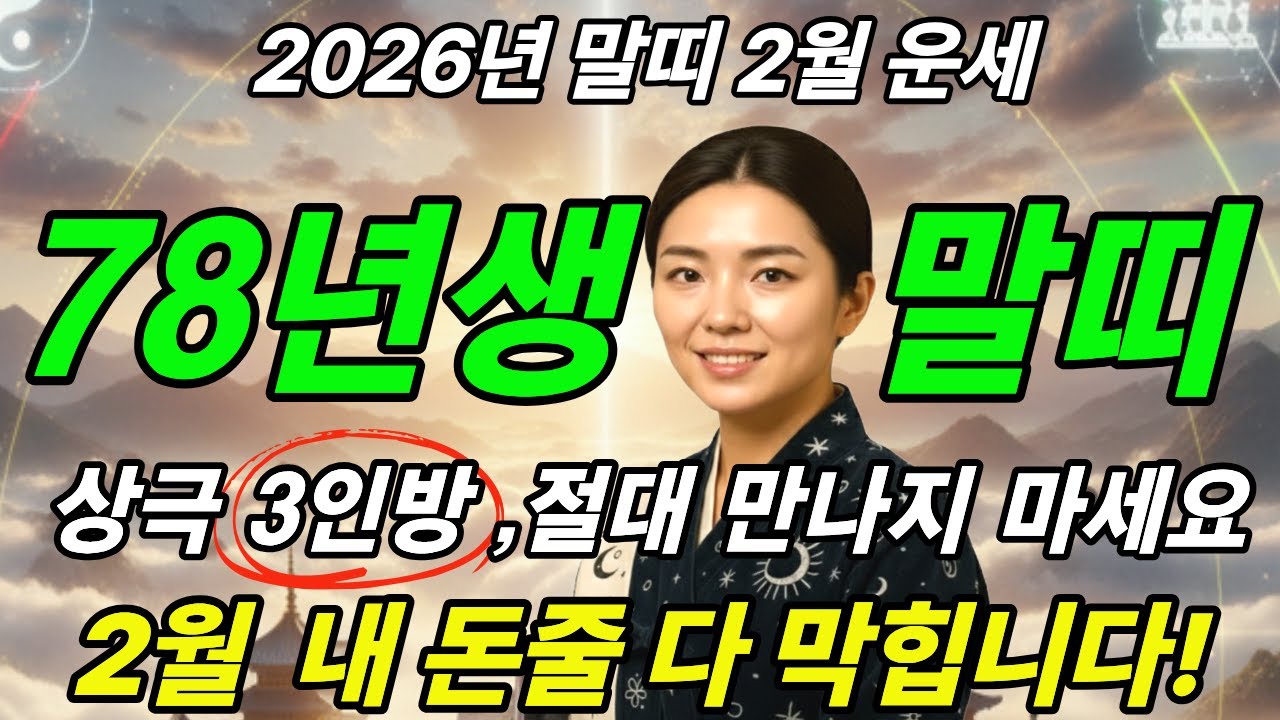 [말띠운세]🌟78년생 말띠 필독 2월에 만나는 이 사람이 귀인입니다2026년 병오년 말띠 2월 금전운 폭발 절대 놓치지 마세요#사주운세#2026년말띠#말띠78년생#말띠