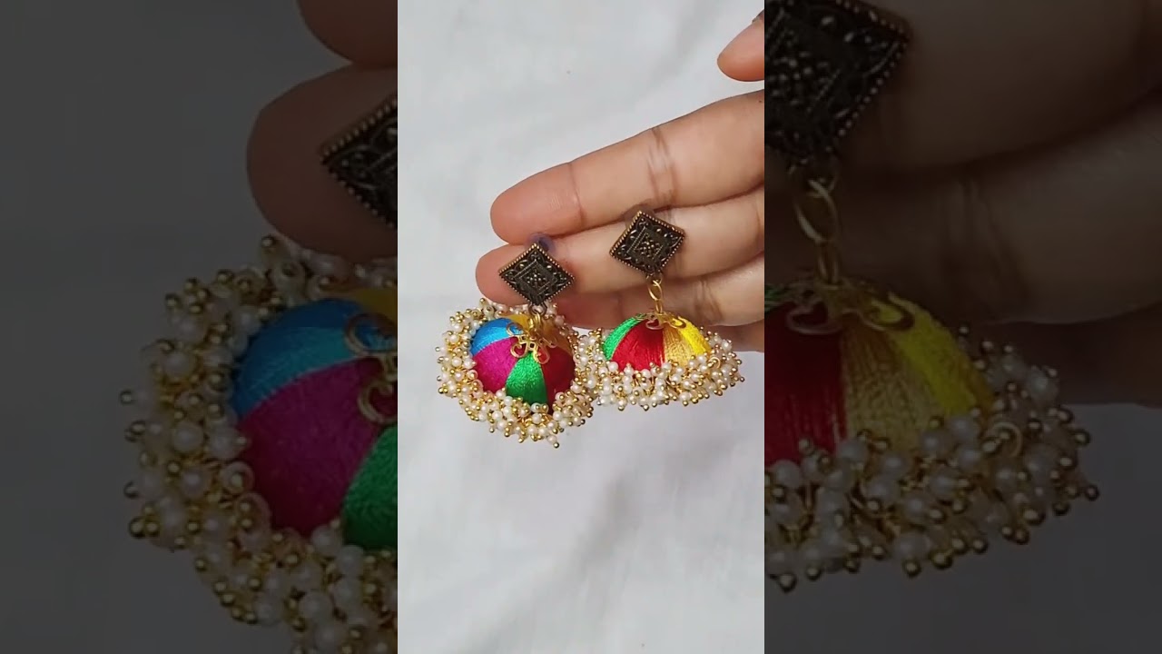 silk thread earrings #shorts #diy #youtubeshorts #threadearrings