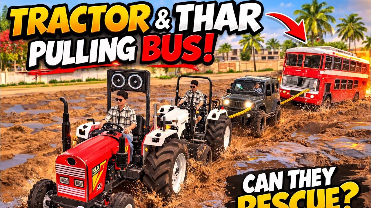 Harvester Stuck Mud in Tractor Bus  jcb and rescue in the Harvester #tractor #gaming 