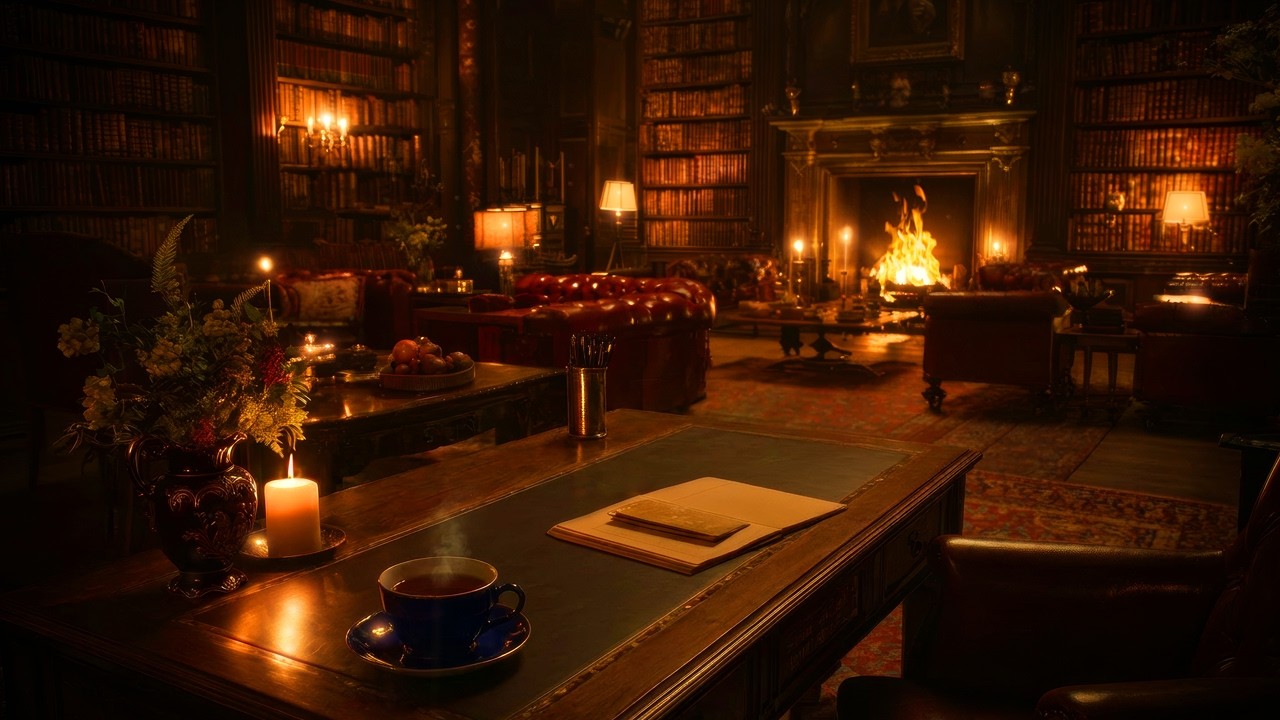 8 Hours of Deep Academic Focus | Victorian Library POV | Cozy Fireplace Sounds for Concentration
