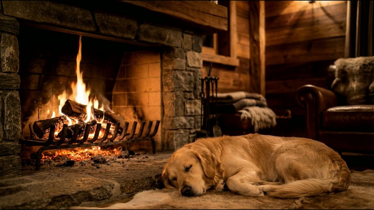 Fireplace Sounds for Sleep and Relaxation for Golden Retrievers | Bonfire Sounds |