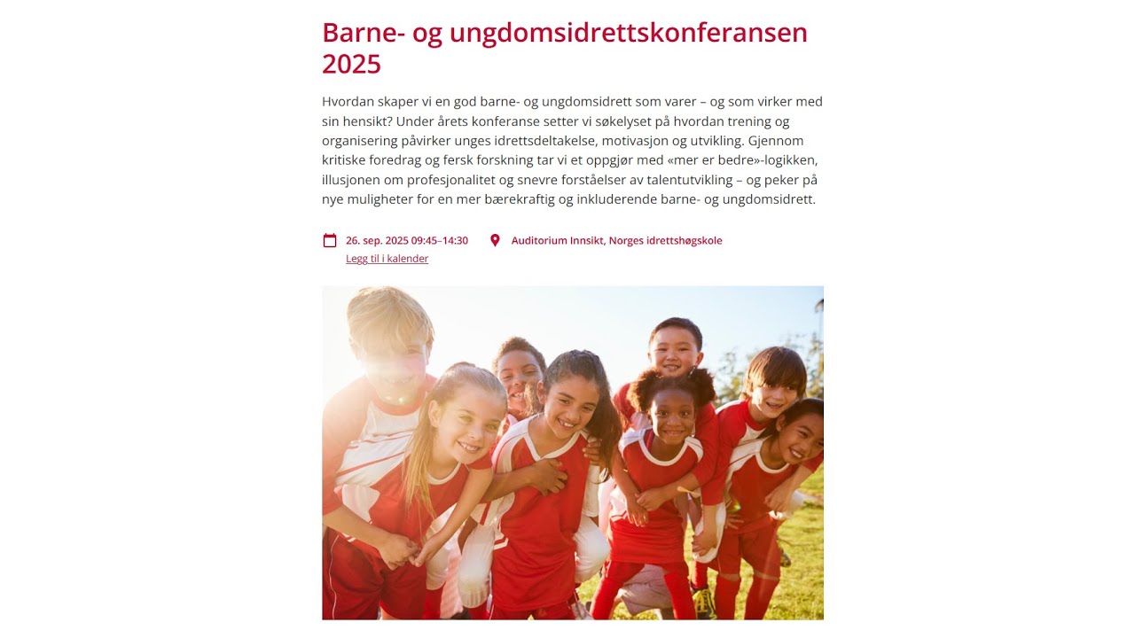 Del -2 | Barne- og ungdomsidrettskonferansen 2025