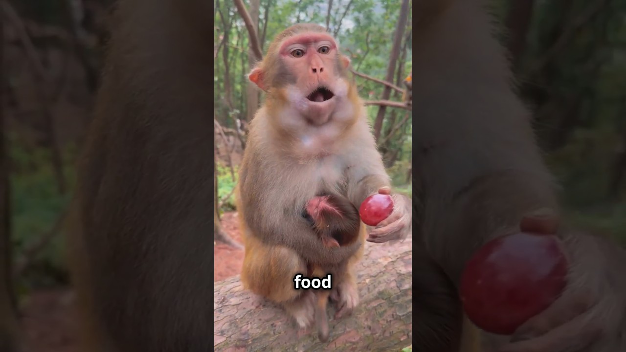 Rhesus Macaques' Secret Food Stash! Like and subscribe! #shorts #macaques #monkey #animals #nature