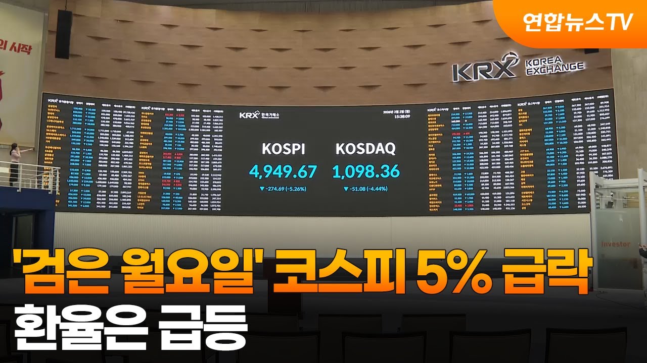 '검은 월요일' 코스피 5% 급락…환율은 급등 / 연합뉴스TV (YonhapnewsTV)