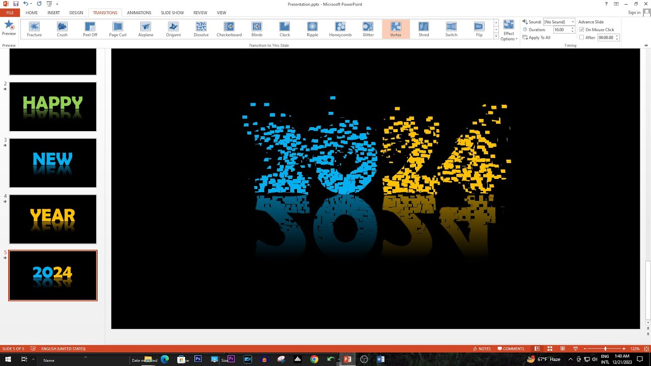 Learn This Amazing Particles Text Effect Animation in PowerPoint | Happy New Year 2024