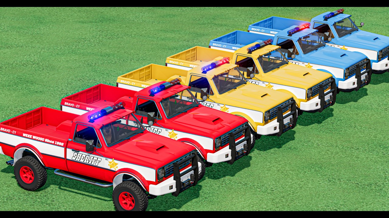 TRANSPORTING COLORED POLICE CARS VEHICLES with TRUCKS ! BEAMNG DRIVE