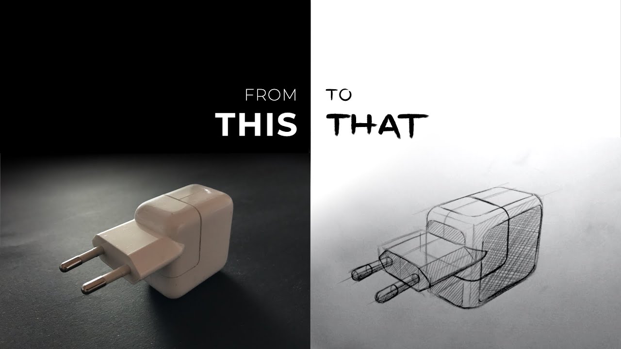 How to Sketch Products in Perspective | Sketching a Power Adapter (Step by Step)