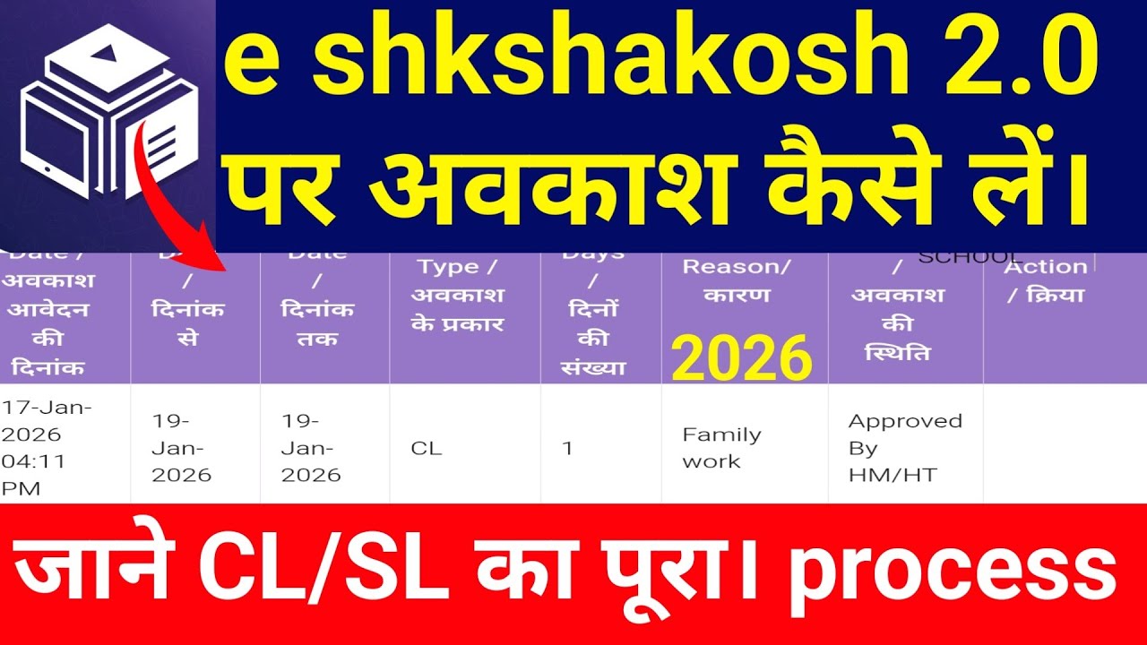 E Shikshakosh Teacher Leave 2.0 New Process। Teacher School I'D se Chhutti Kaise Bharen। New Website