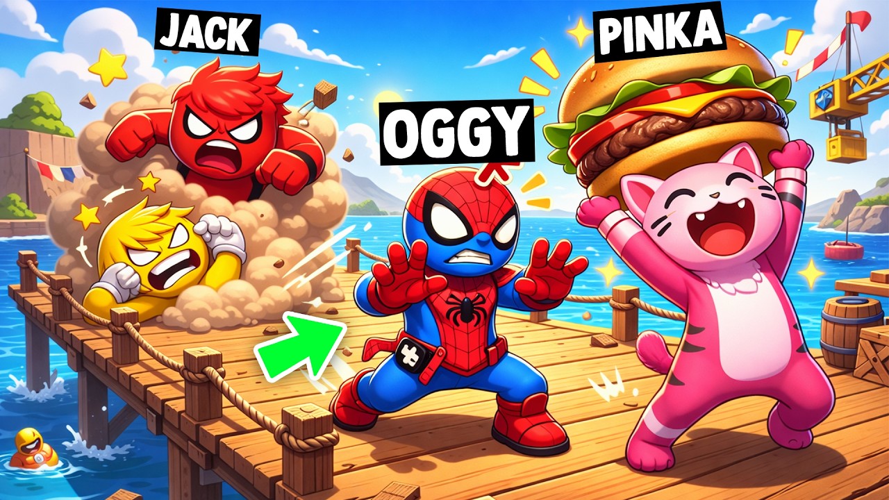 OGGY  AND JACK RUNNING FROM GANGS In GANG BEASTS!