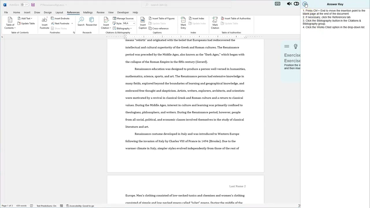 Word Section 3 - Exercise 2
