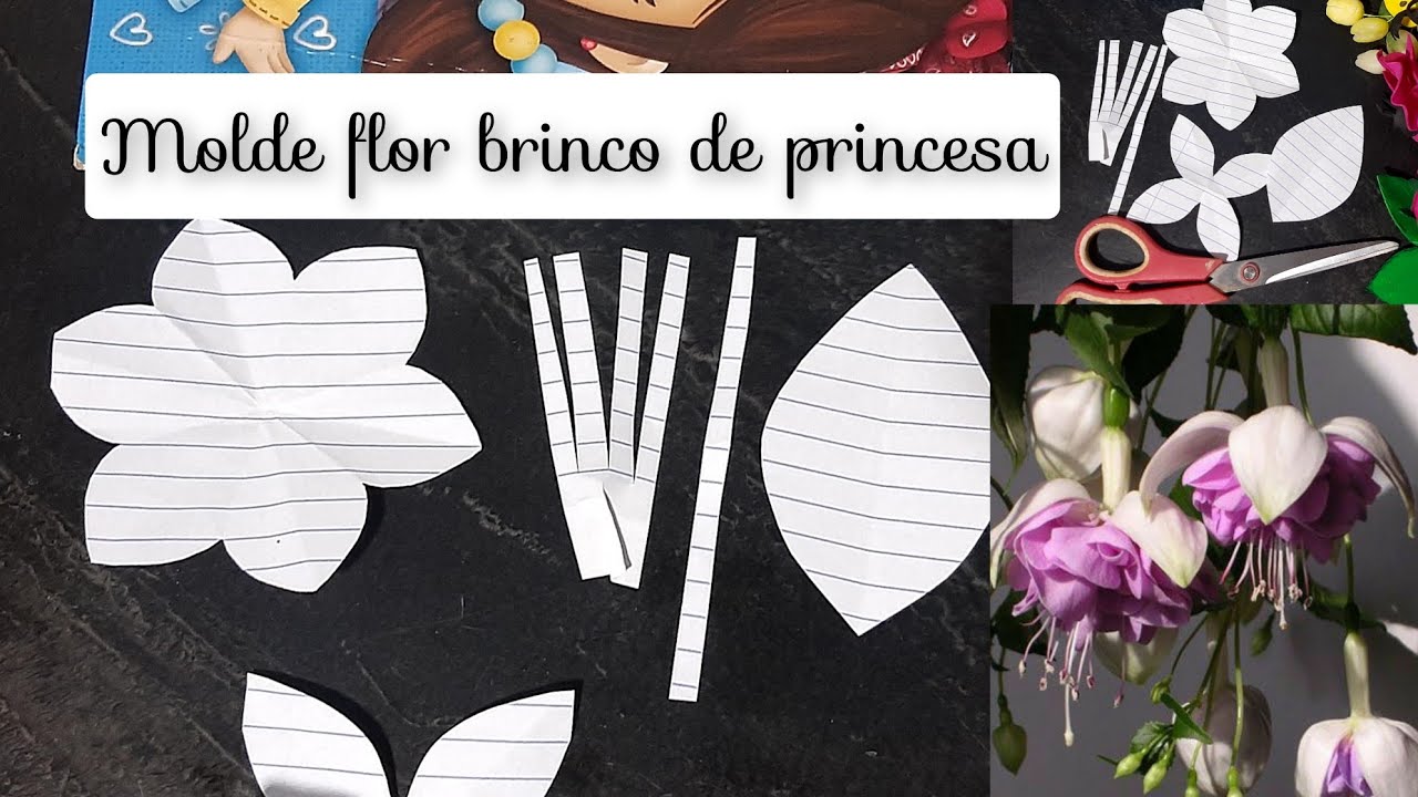 como fazer o molde da flor brinco de princesa, simples e fácil,#moldedepapel, #moldeflor,