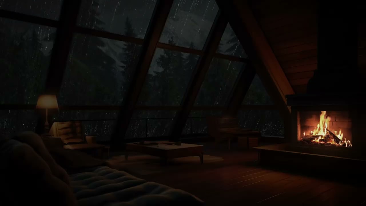 Sótão na Floresta Tropical sob a Chuva 🔥🌧️ Sons Relaxantes para uma Noite Serena