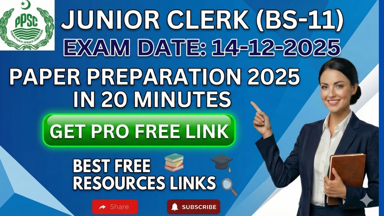 PPSC Junior Clerk BS-11 Exam Prep 2025 | Case No. 40H2025 | Solved MCQs (Punjab Textbooks)