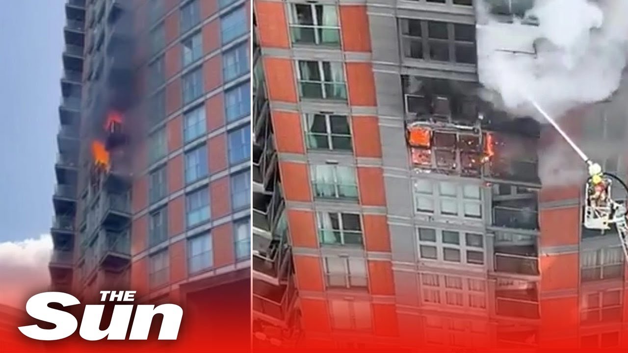 Residents trapped in flat fire yell 'help, open the door' as blaze erupts