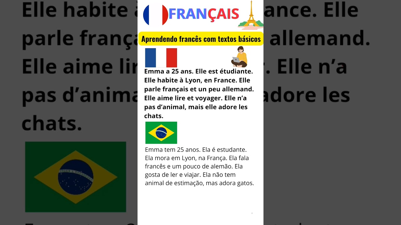 Aprendendo franc&ecirc;s com textos b&aacute;sicos #frances #fran&ccedil;ais #lecture