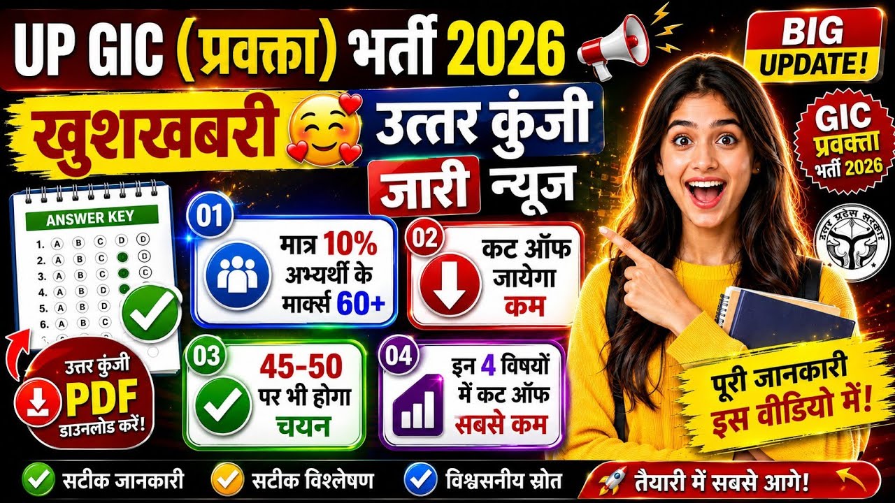 UP GIC CUT OFF | UP GIC CUT OFF 2026 | GIC HISTORY CUT OFF 2026 | UP GIC ANSWER KEY 2026