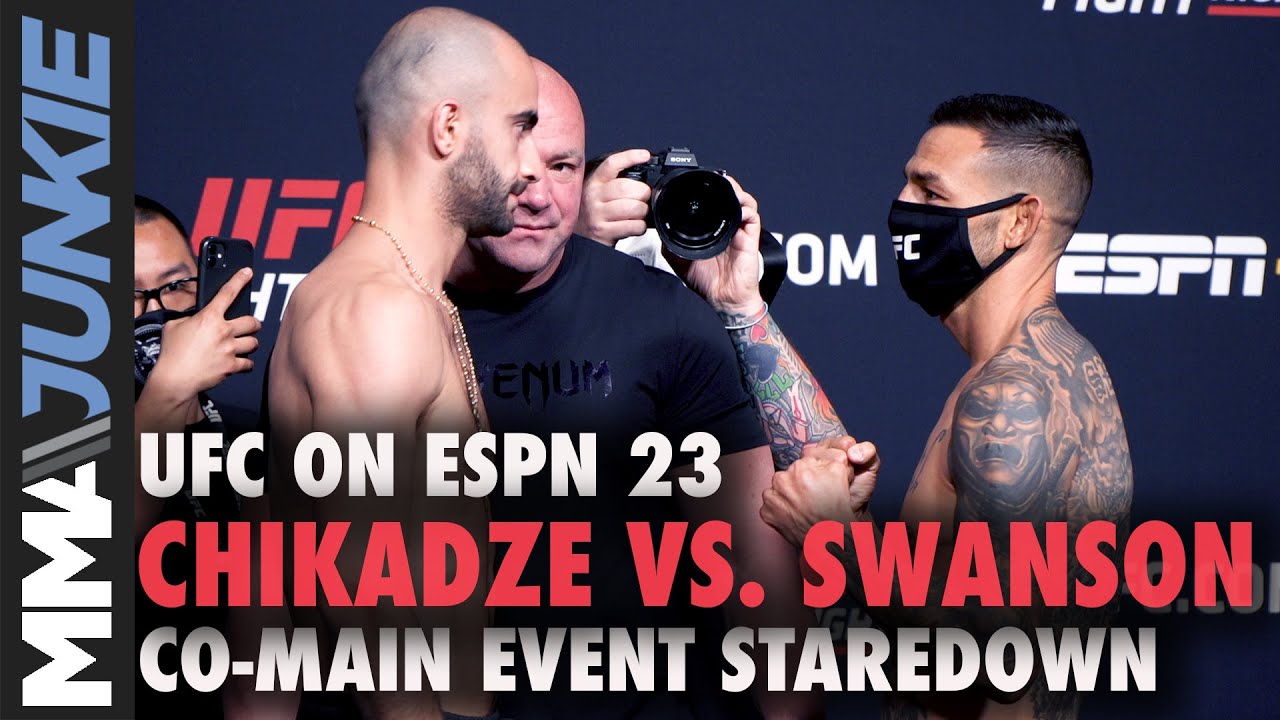 Giga Chikadze vs. Cub Swanson faceoff | UFC on ESPN 23 staredown