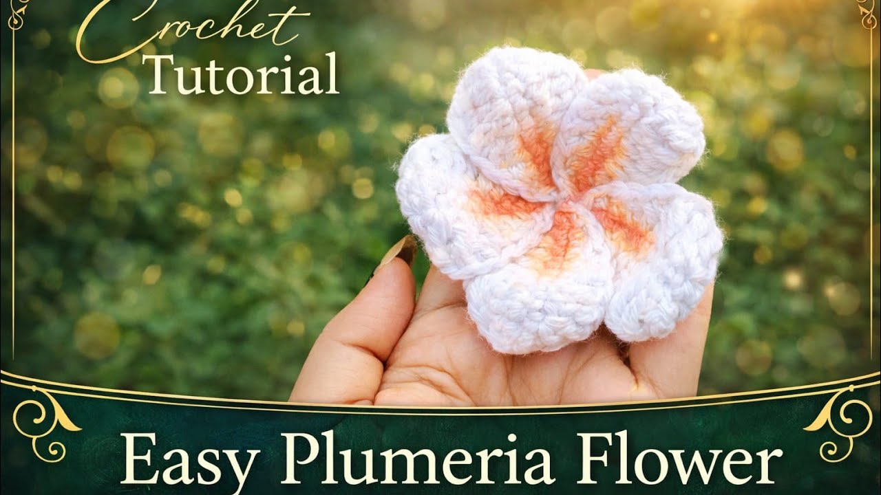 Crochet Plumeria (Frangipani) Flower Tutorial🌸| Beginner-friendly 