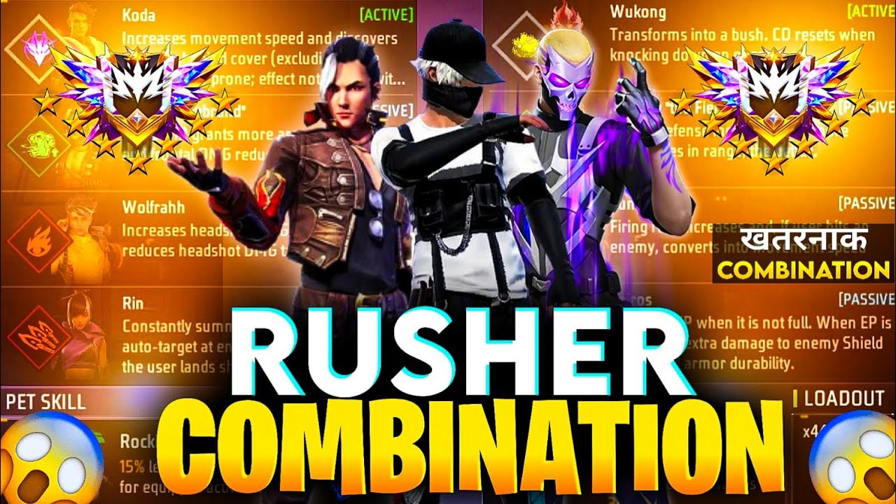 DO RUSH LIKE A HAKER 💀 | Cs Rank Best Character Combination | Best Character Skill For Cs Rank 
