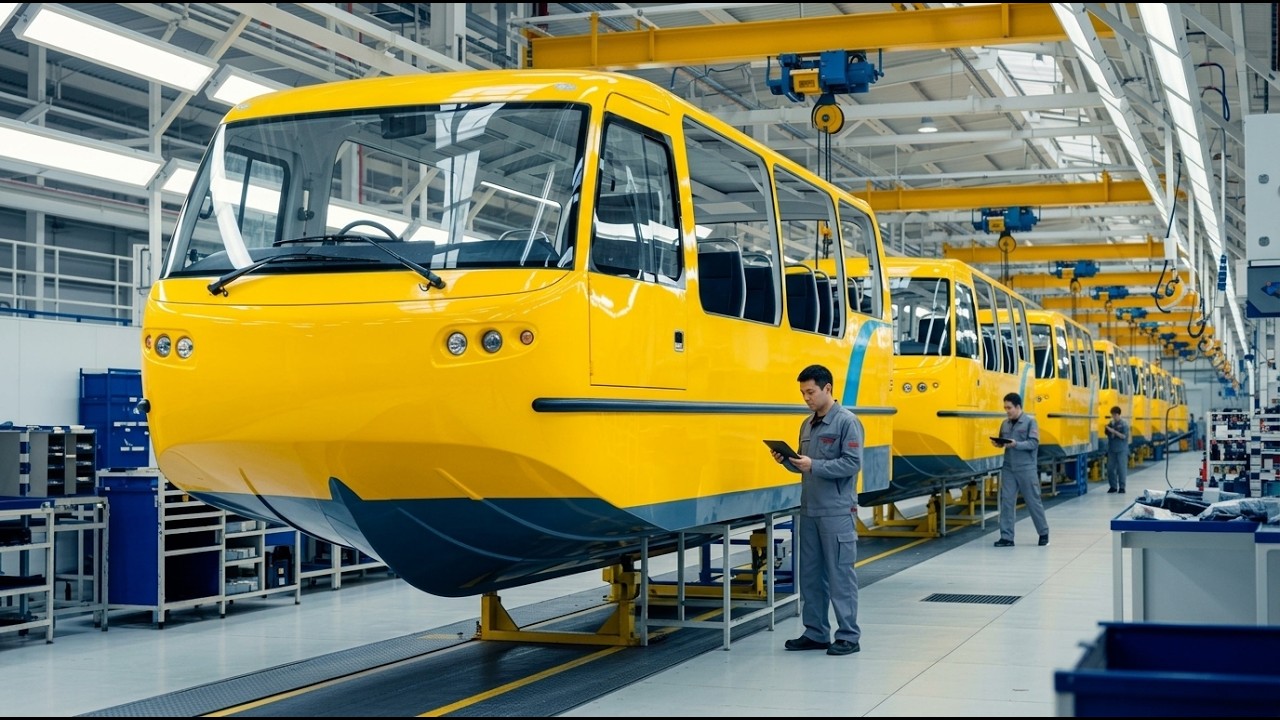 Inside the Amphibious Bus Factory | How Land‑and‑Sea Tour Buses Are Built (Full Process)