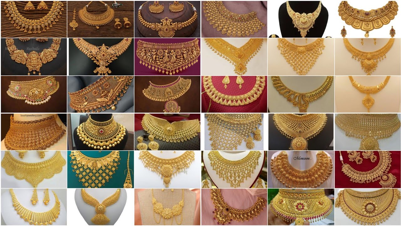 Top 100+ Gold necklace designs 2022// gold necklace set designs🎀#gold #goldjewellery #necklace #new