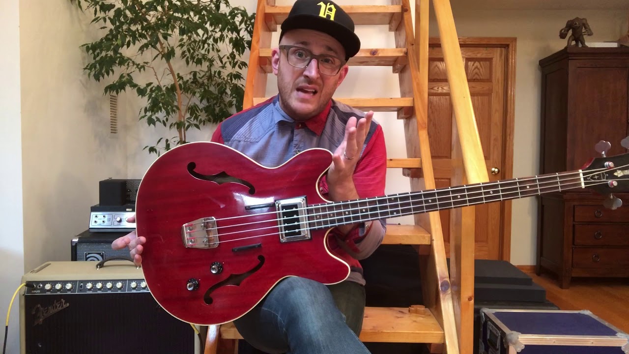 Ian - using the '66 hollow body Guild bass for 