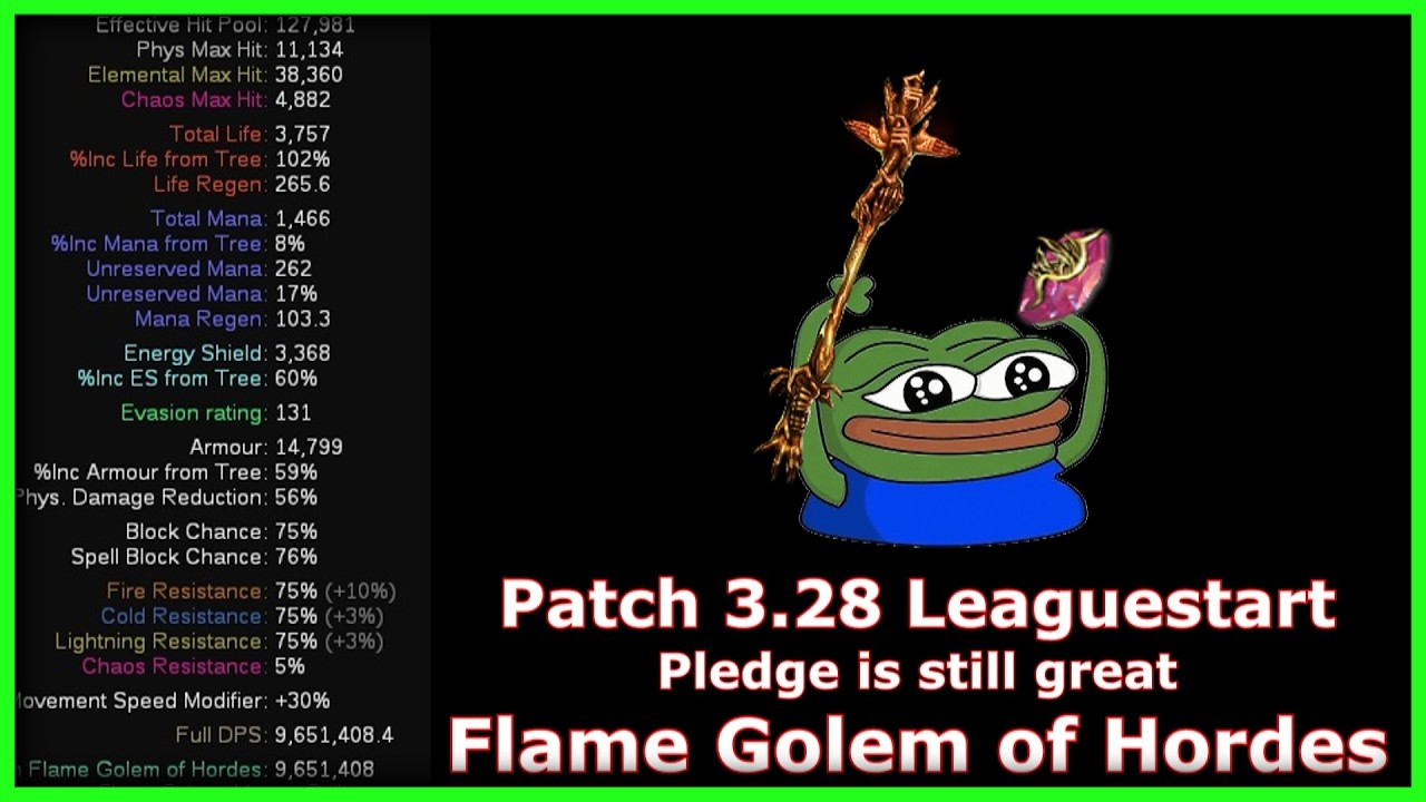 3.28 League start - Flame Golem of Hordes Elementalist