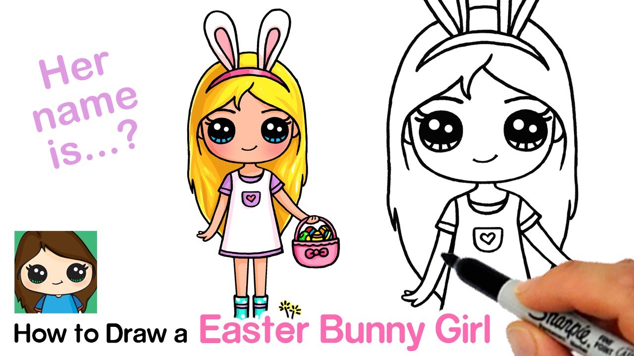 How to Draw a Easter Bunny Cute Girl 🐰🥚🌼