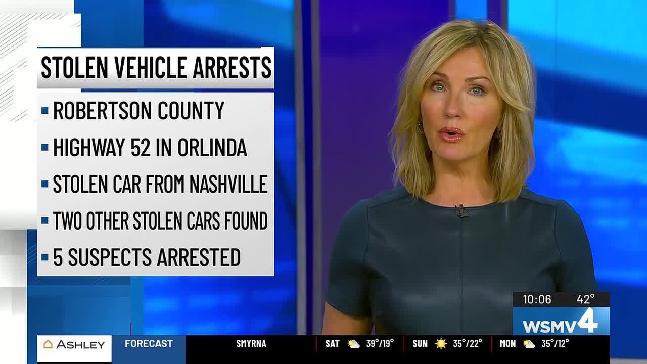 Five arrested in connection to multiple stolen vehicles in Tennessee