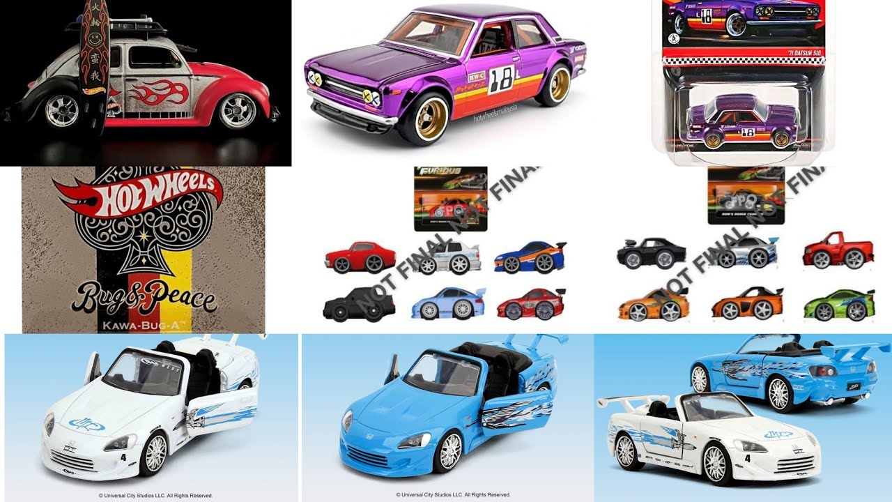 Hot Wheels Japan Convention Kawa Bug A, Hot Wheels 2026 RLC Datsun 510, Jada Toys FnF Small Blocks