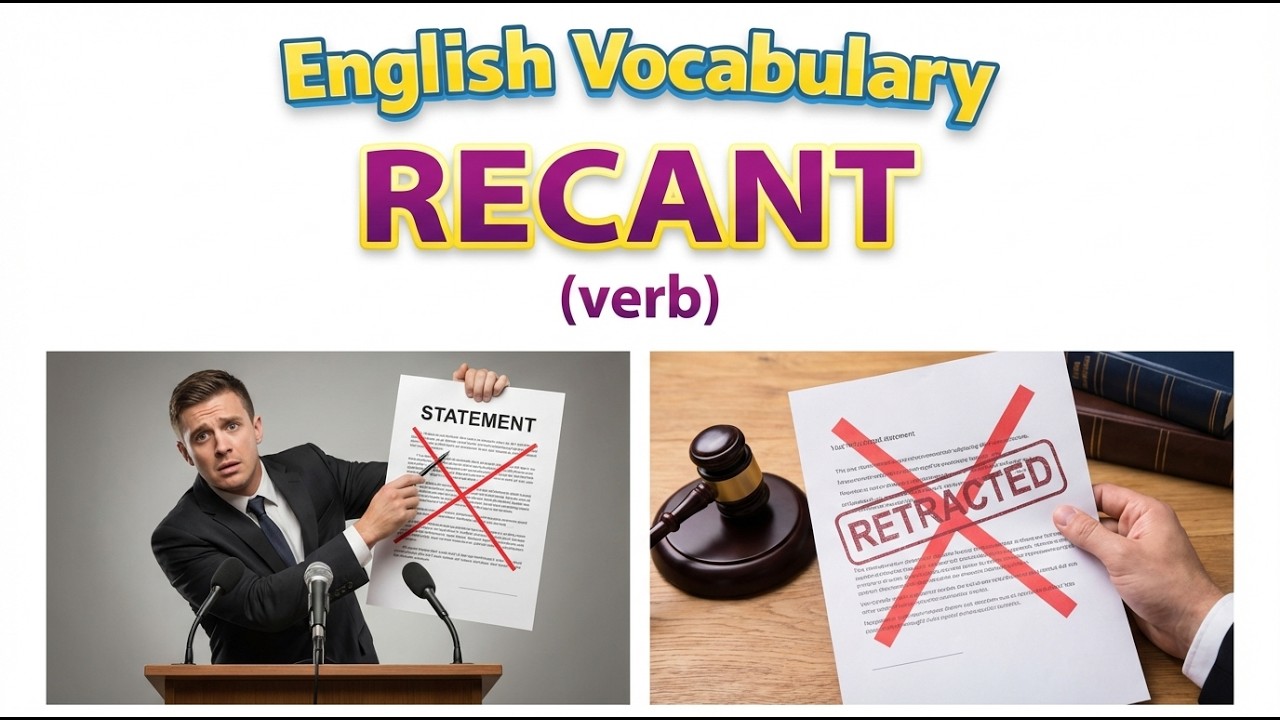 2219) Recant &ndash;  Word Meaning, word use,  Synonyms & Antonyms  |  English vocab builder