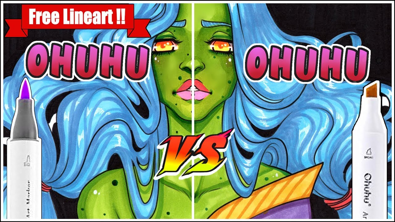 Ohuhu Brush Markers vs Ohuhu Markers | Marker Review | Free Line Art
