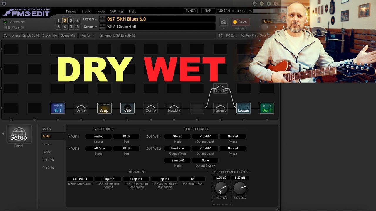 Запись с Fractal FM3. Как использовать c плагинами. DRY/WET сигнал.(Для начинающих пользователей)