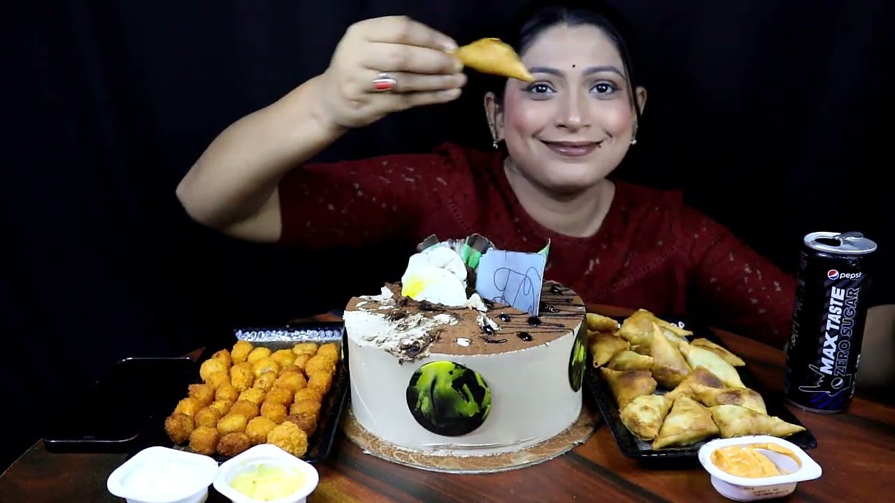 Chocolate Cake | ASMR | Mukhbang | Shrimp Triangle | Fish Popups | Cake Eating | Pia Paul