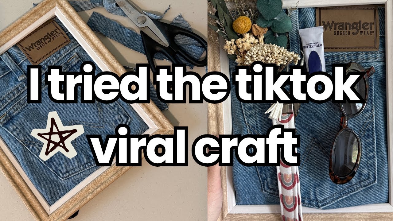 Viral 10-Minute DIY! Denim Jean Pocket Frame ✂️ Easy + Aesthetic Home Decor