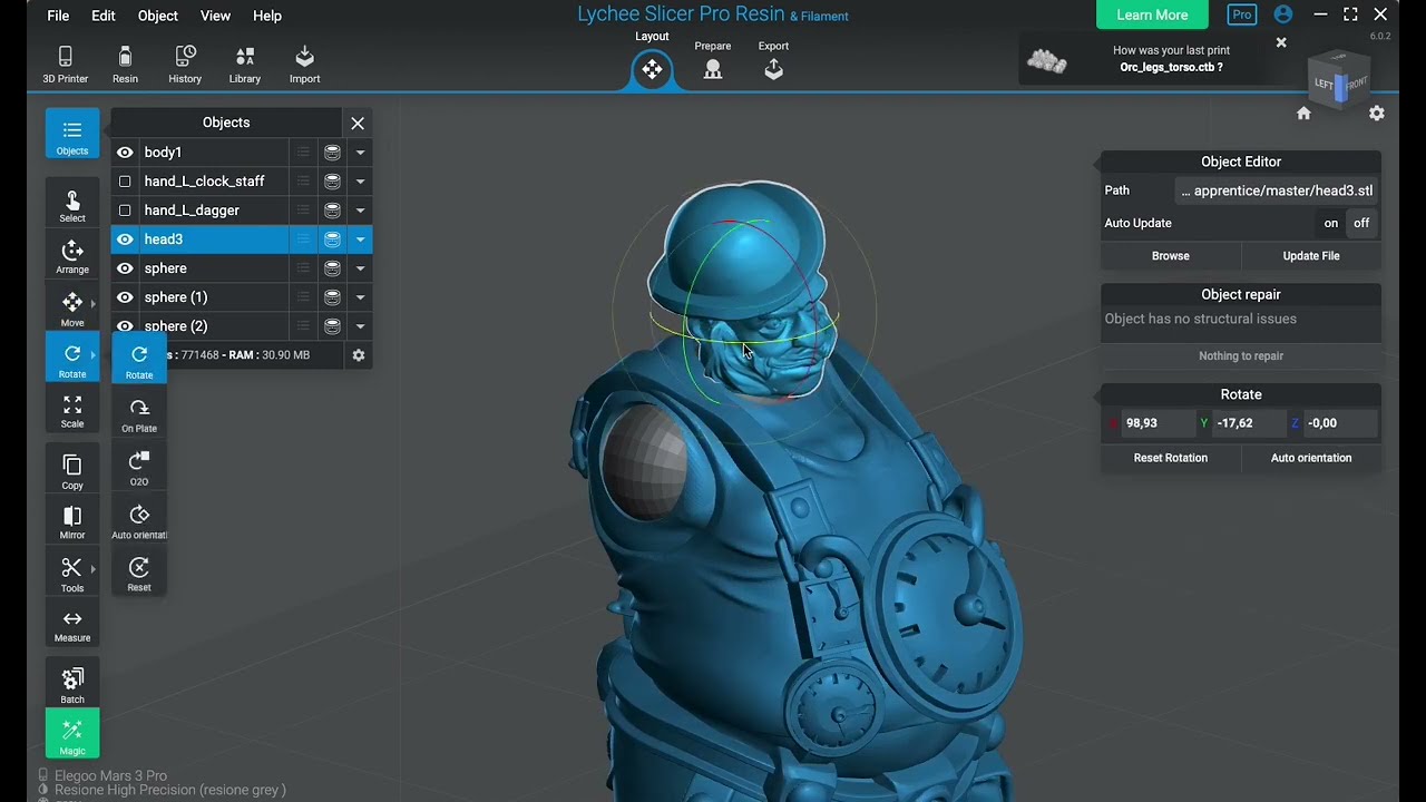 how to combine parts and pose modular minis using Lychee slicer