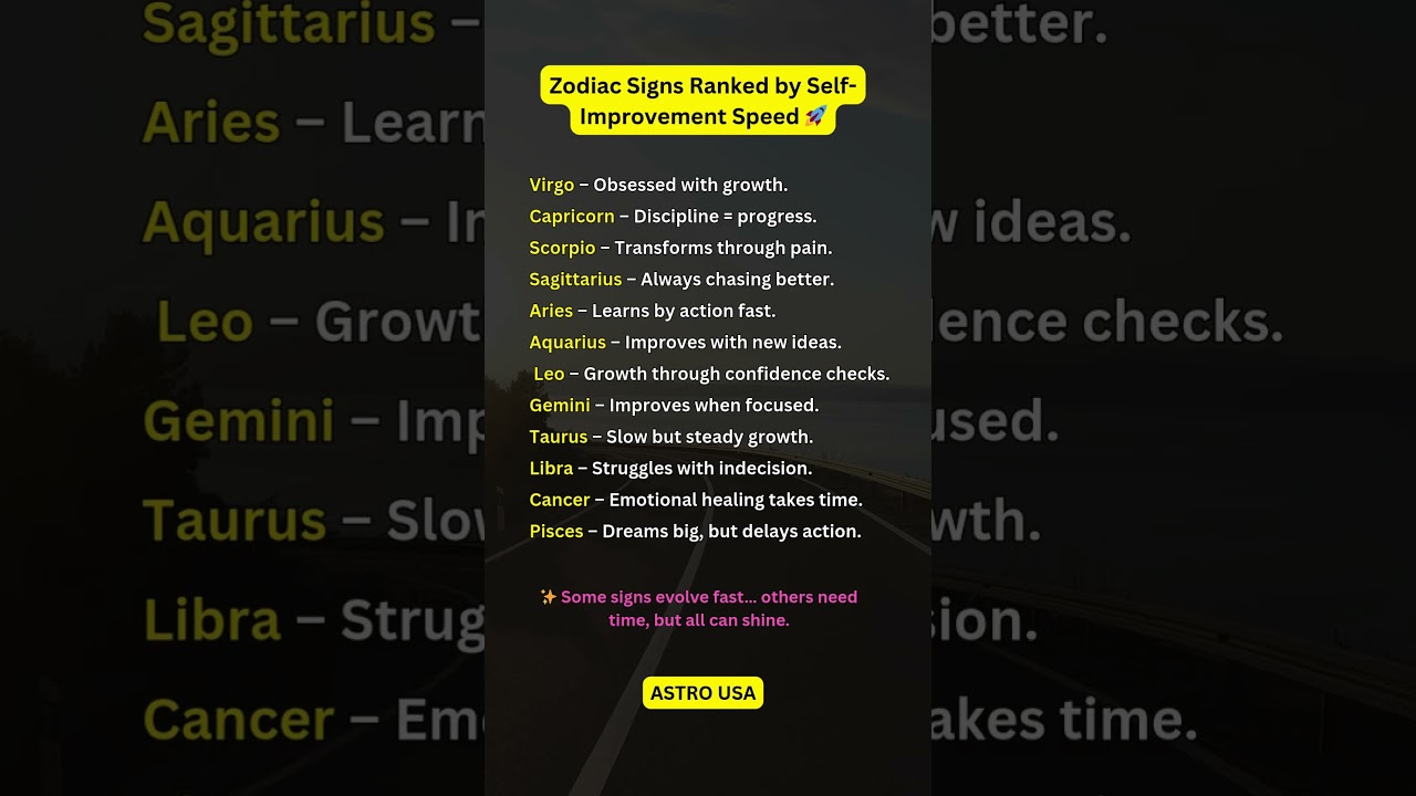 Zodiac Signs Ranked by Self Improvement Speed 🚀 #zodiac #zodiacsigns #astrology  #shorts #tarot