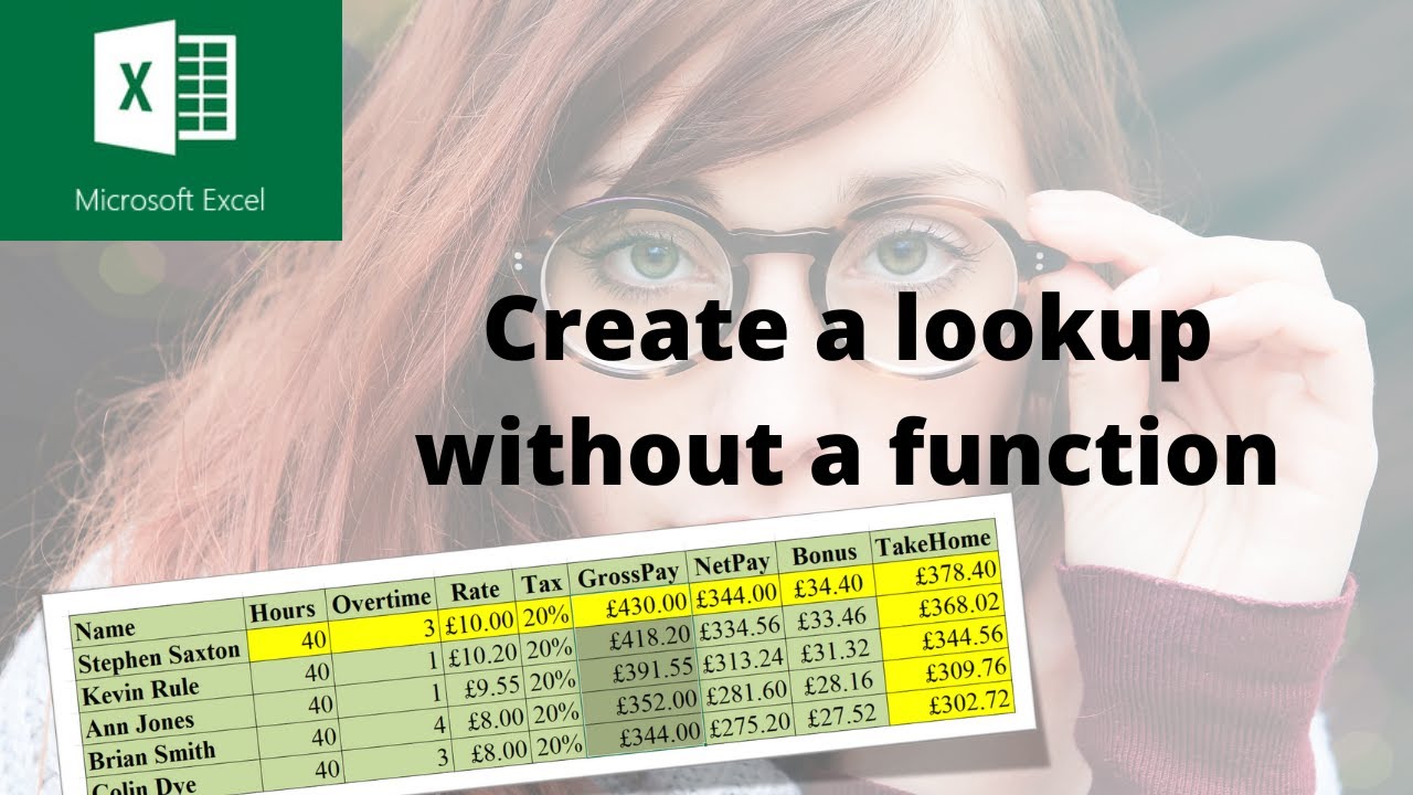 How to create a lookup without a function in Microsoft Excel