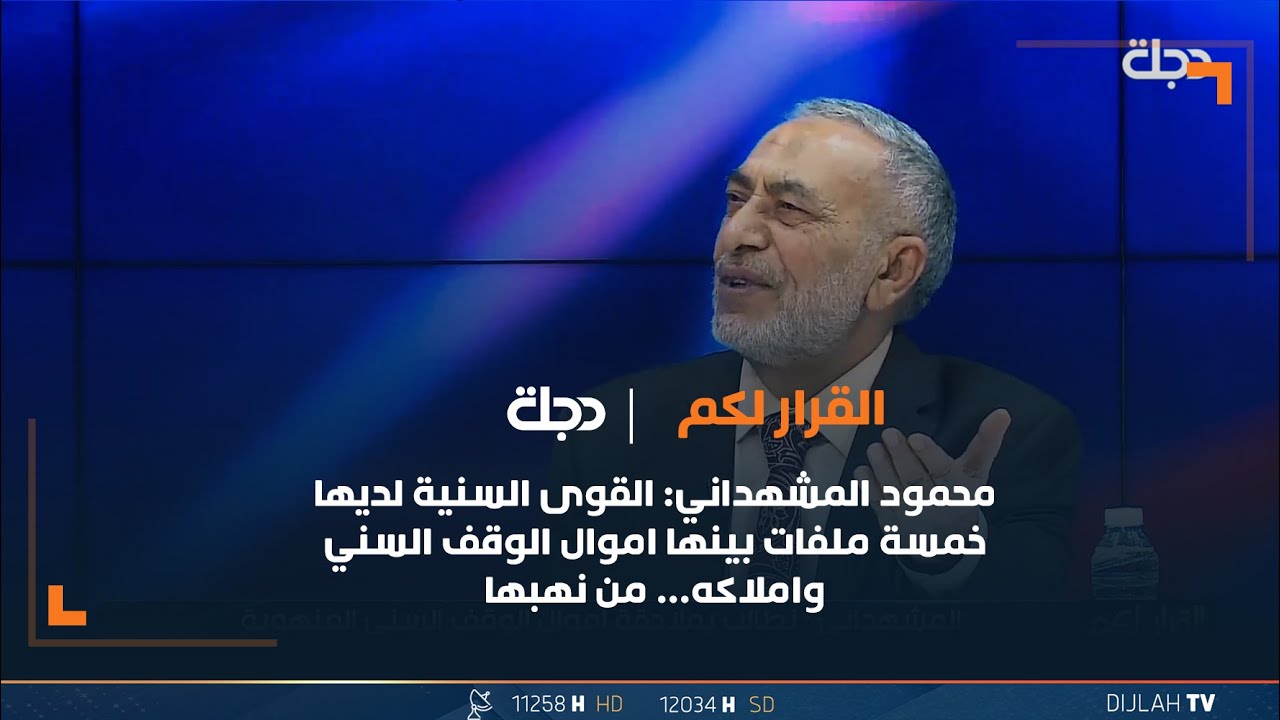 محمود المشهداني: القوى السنية لديها خمسة ملفات بينها أموال الوقف السني واملاكه… من نهبها ؟