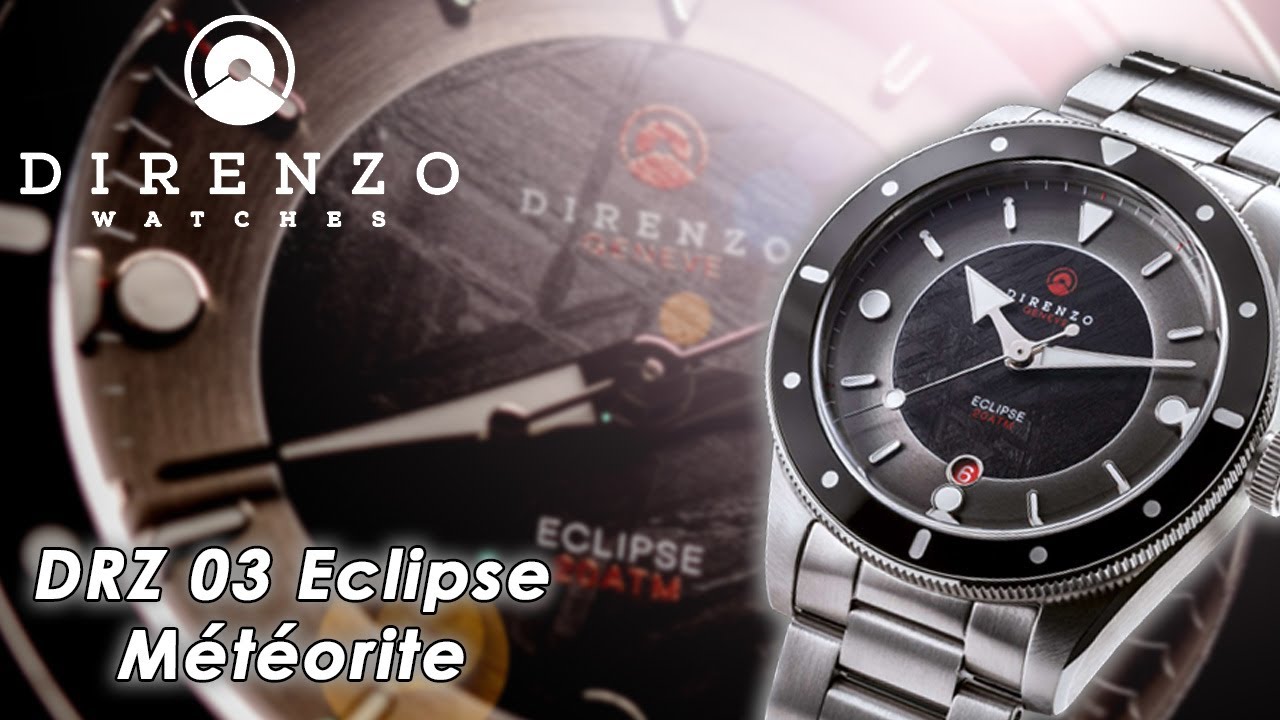 SUPERBE cadran m&eacute;t&eacute;orite pour cette DIRENZO DRZ 03 V2 Eclipse !