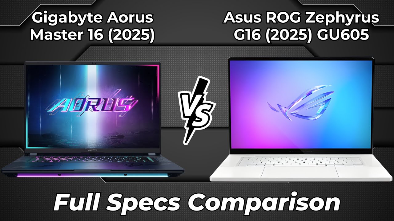 Gigabyte Aorus Master 16 (2025) vs Asus ROG Zephyrus G16 (2025) GU605 🔥 Full Specs Comparison